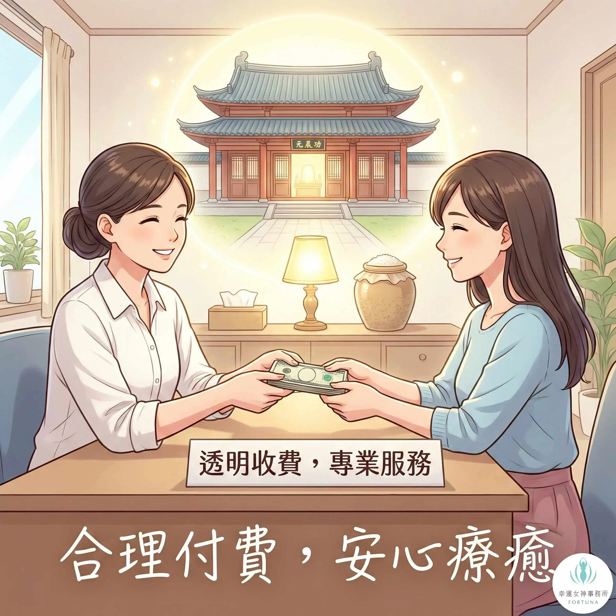 選擇透明合理的元辰宮服務，支付費用獲得安心療癒的示意圖