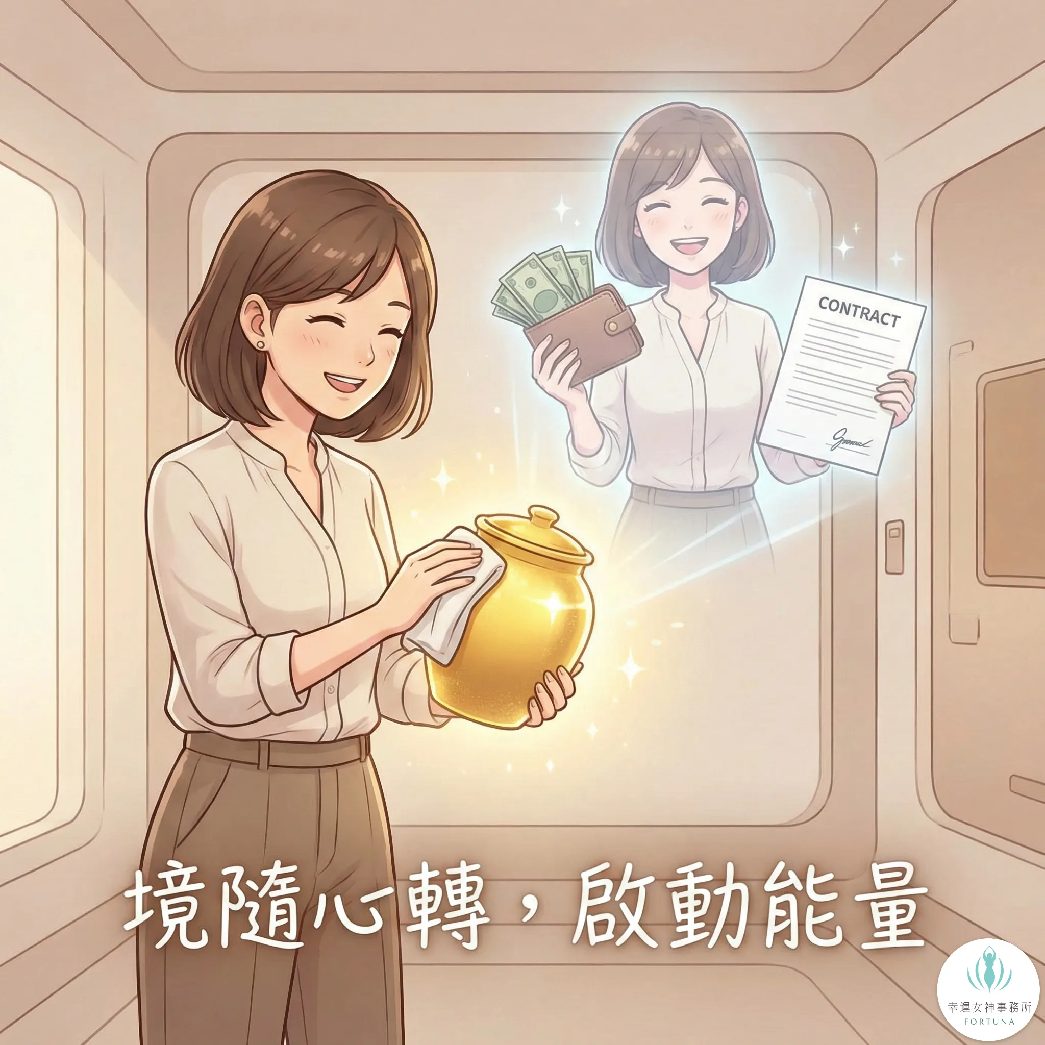 元辰宮運作機制圖解：透過清理內在米缸（潛意識），顯化現實生活中的財富與豐盛