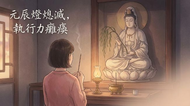 絲雨老師解析元辰宮主神與元神宮守護神代表的潛意識最高智慧，昏暗神明廳與快熄滅的元辰燈